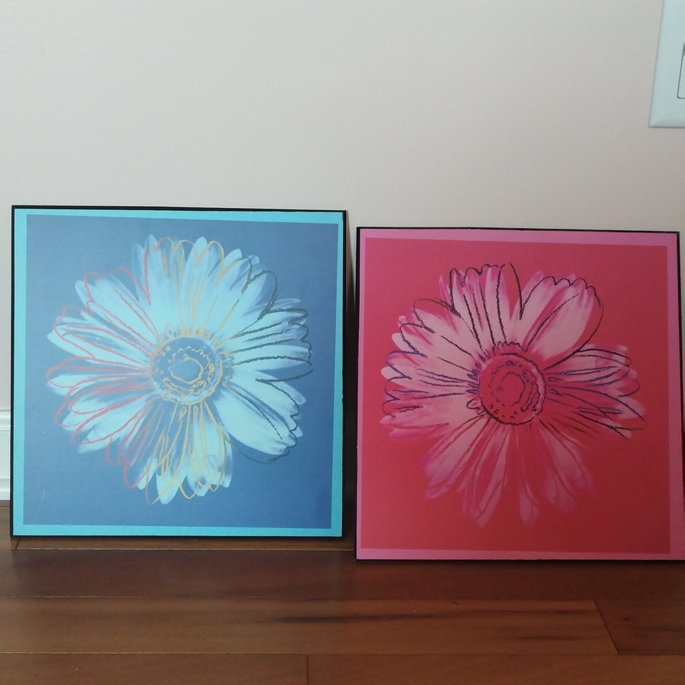 Art Prints set Warhol - Daisy on blue and Daisy Crimson&Pink